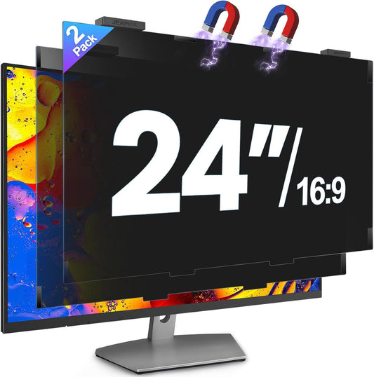 2 Pack 24 Inch Magnetic Computer Privacy Screen Filter for Monitor 16:9 Aspect Ratio, Removable Hanging Privacy Screen Shield, Anti Blue Light Filter, Anti-Glare Protector