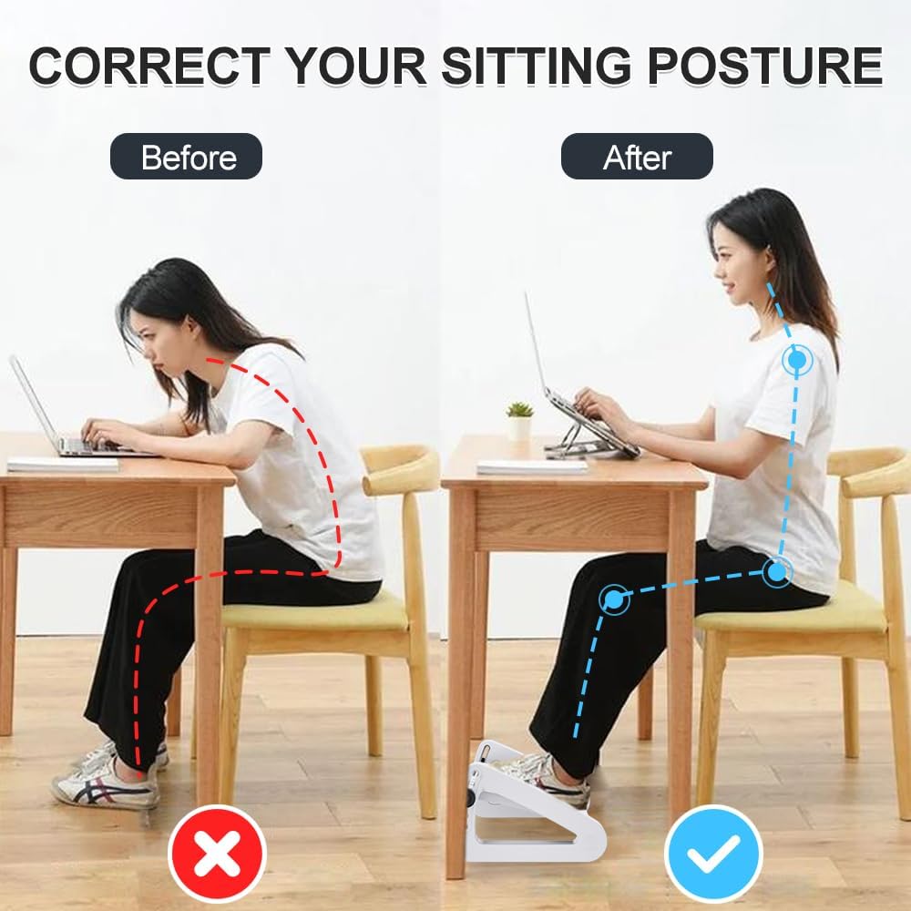 Foot Rest for Under Desk at Work - Six Heights Adjustable Under Desk Footrest - Ergonomic Foot Stools for Under Office Desks - Desks Foot Rest with Massage Rollers - Leg Rest for Chair (Black)