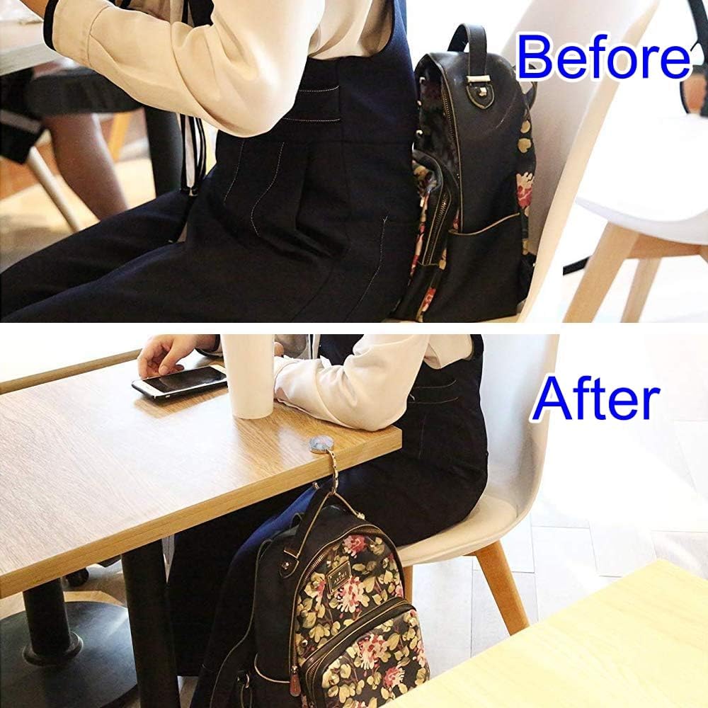 Folding Handbag Hanger - Portable Bag Holder, Women's Bag Table Hanger Hook（1Pack-AMarble）