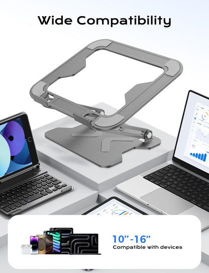 JCZT Adjustable Laptop Stand for Desk, Metal Foldable Laptop Riser, Portable Laptop Holder Mount, Ventilated Cooling Computer Notebook Stand for MacBook Air Pro, All 10-16'' Notebooks Laptops, Pink
