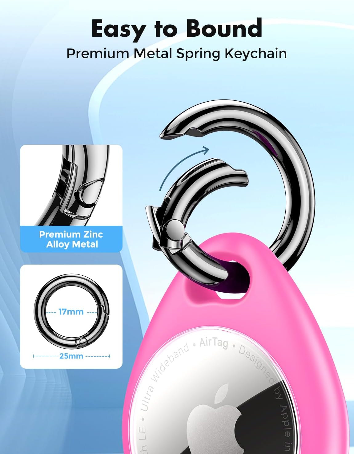UNBREAKcable AirTag Holder for Apple - 4 Pack Air Tag Case [Fit Tightly Design] [Easy to Install] [Hold Securely] Waterproof TPU Protective Cover with Metal Keychain for Kids,Pet,Luggage,Backpack,Keys