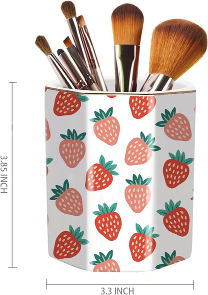 Pen Holder, Pencil Holder for Desk, Marble Desk Organizer Cute, Durable Ceramic Pencil Cup, Decorative Makeup Brush Holder Cup, Stationery Holder for Office, Home, Gray Marble