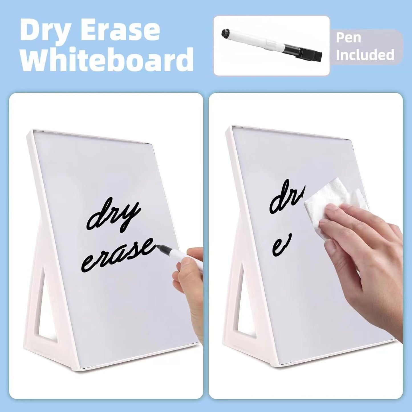 Desktop Dry Erase Board, Small Whiteboard with Stand, A5 Size 8.3 x 5.8 Inches with A Dry Erase Marker, Detachable Stand & to Do List Card (A5)
