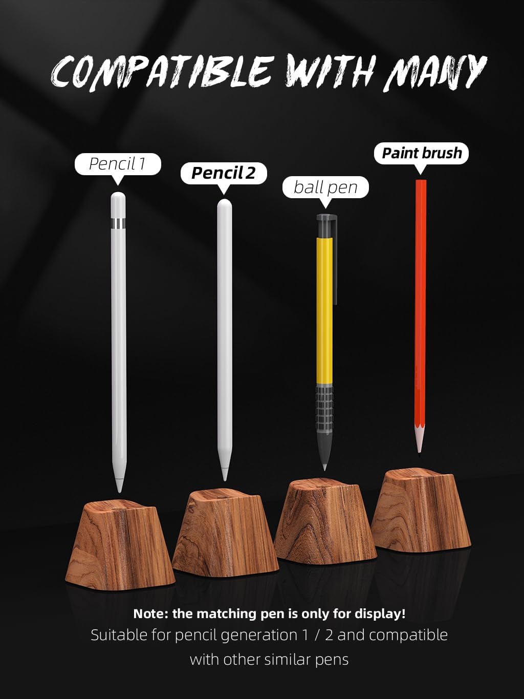 Solid wood vertical Pencil 1 2 Holder bracket Compatible with Stylus container. Ballpoint bracket stand Pen rest.Universal pen Racks Protect case and Stylus box-FBZ-M