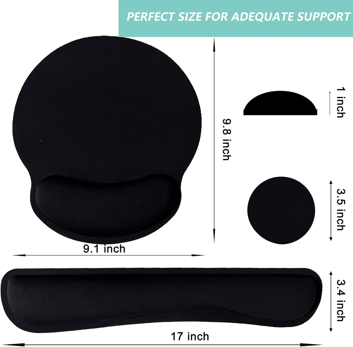Keyboard Wrist Rest Pad Mouse Pad with Wrist Support Set of 3, Mousepad with Non-Slip Rubber Base, Ergonomic Memory Foam Mouse Wrist Cushion Support for Home Office Laptop Computer Gaming, Forest