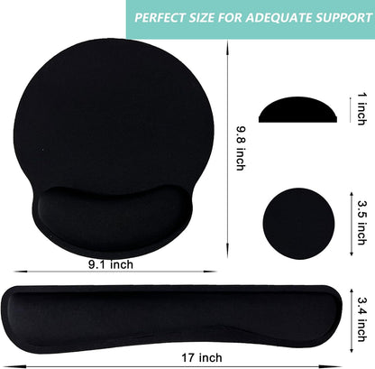 Keyboard Wrist Rest Pad Mouse Pad with Wrist Support Set of 3, Mousepad with Non-Slip Rubber Base, Ergonomic Memory Foam Mouse Wrist Cushion Support for Home Office Laptop Computer Gaming, Forest