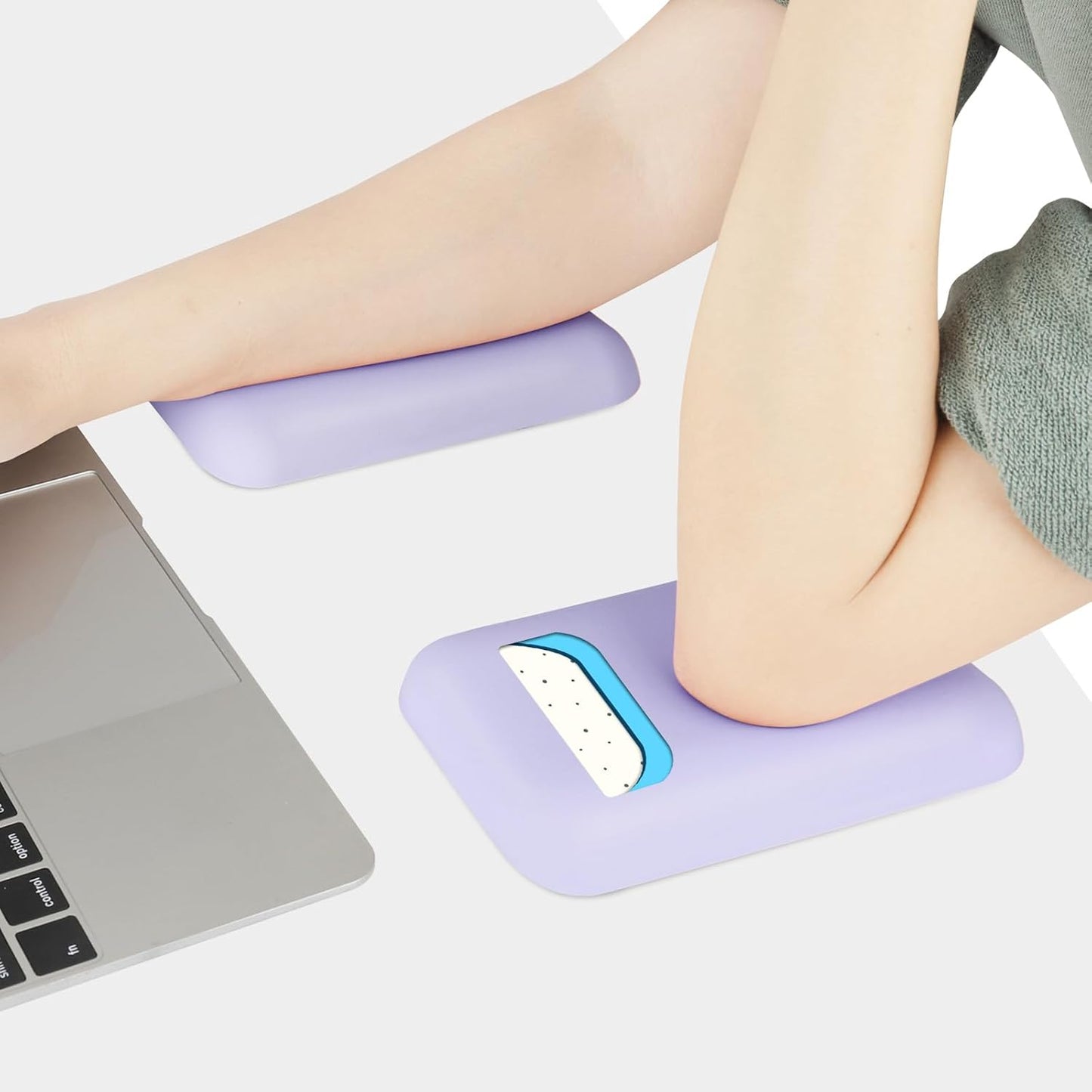 Leolee Elbow Rest Pads for Desk, Black Ergonomic Arm Rest Pads with Memory Foam & Non-Slip Base, Armrest Cushion Support Pad Relieve Elbow and Wrist Pain for Computer, Office, 2 Packs