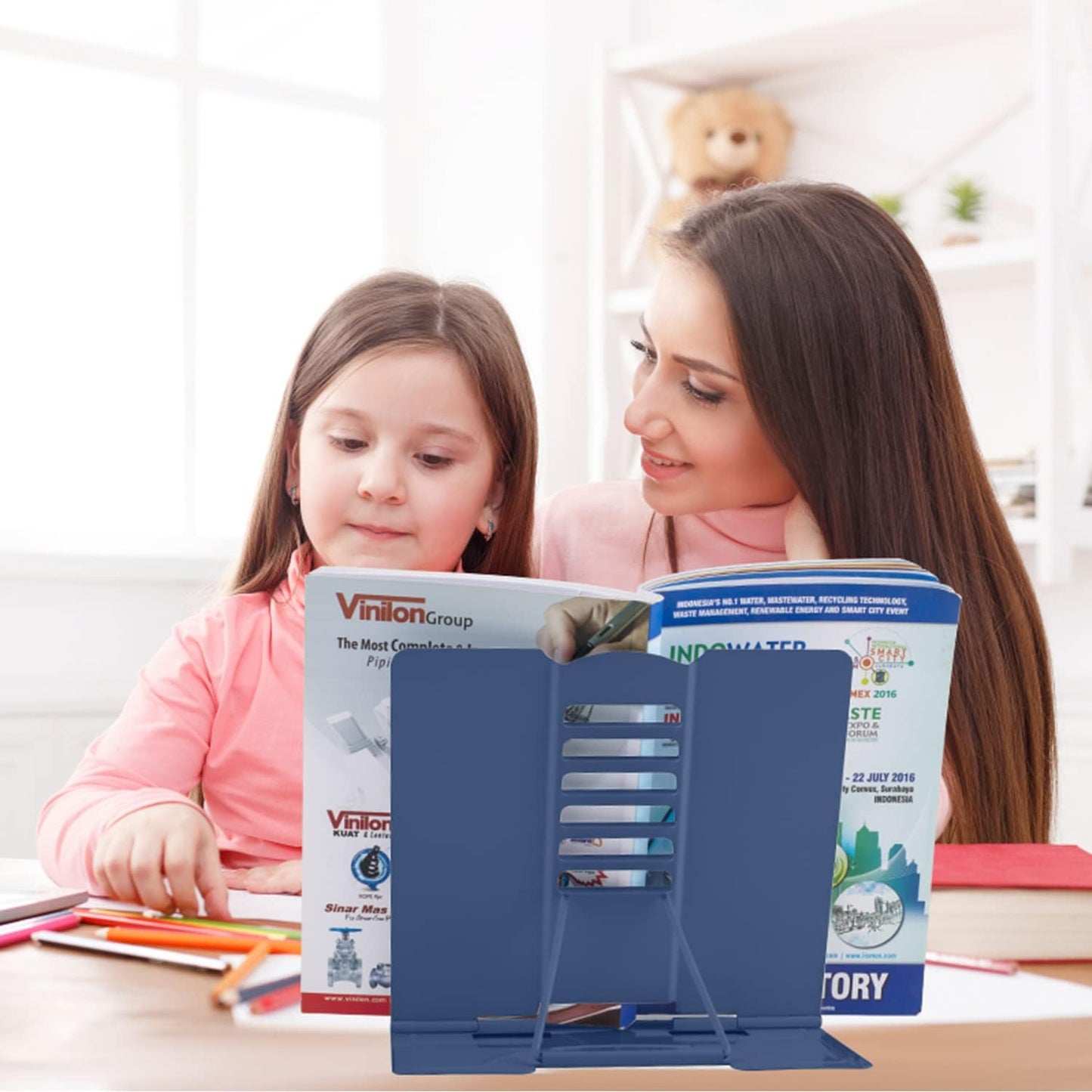 Honagu Book Stand Metal Desk Book Holder, Book Holders for Reading Hands Free, Adjustable Cookbook Documents Holder, Portable Bookstand for Music Books, Textbook, Recipe, Tablet, Ipad (Black)