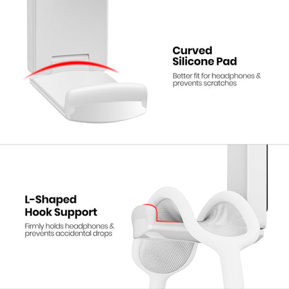 Sticky Headphone Stand Controller Holder - EURPMASK Upgraded Adhesive Gaming Headset Hook, Headphone Holder for Desk with Soft Rubber Pads, Universal PC Gaming Accessory Controller Headset Stand,Black
