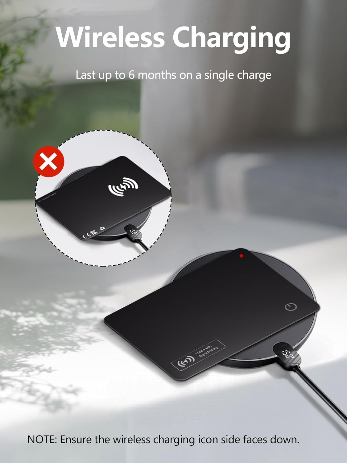 Wallet Tracker Card Work with Apple Find My, Ultra-Slim Rechargeable Tracking Card Credit Card Tracker for Wallet, Luggage, Passport (for iOS, 2 Pack)