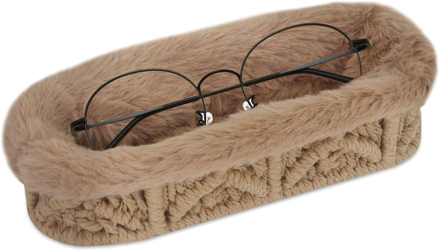 Glasses Holder,Anti-scratch Plush Lined Eyeglass Holder Stand for Nightstand Desk Storage Organizer