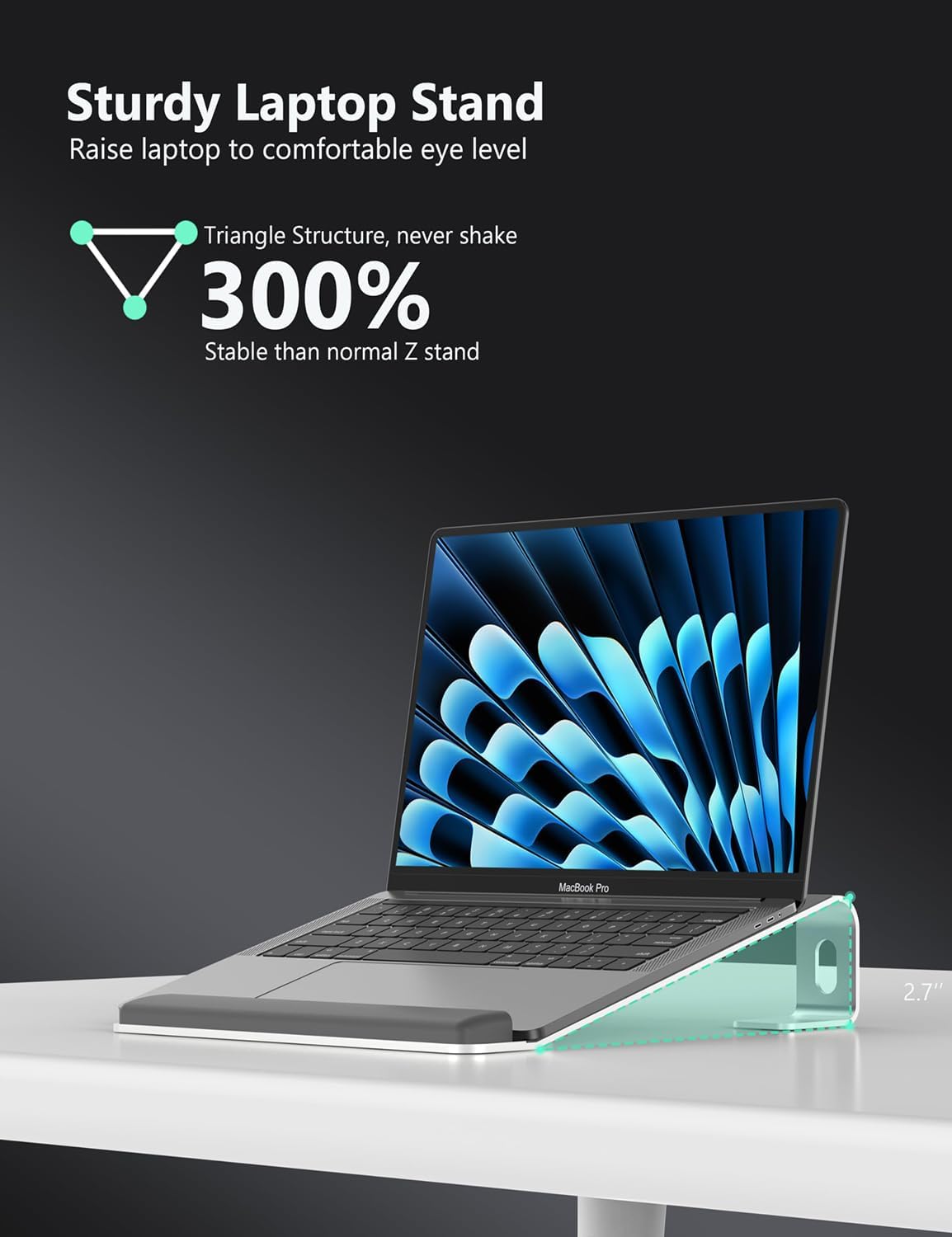 JCZT Clear Acrylic Laptop Stand for Desk, with Wrist Rest, Ergonomic Detachable Mount Compatible with 10-17'' All Laptops Such as MacBook Air Pro/HP/Dell/Lenovo
