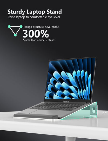 JCZT Clear Acrylic Laptop Stand for Desk, with Wrist Rest, Ergonomic Detachable Mount Compatible with 10-17'' All Laptops Such as MacBook Air Pro/HP/Dell/Lenovo