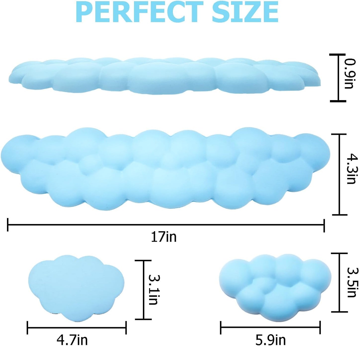 Cloud Wrist Rest Keyboard, PU Leather Memory Foam Wrist Rest for Computer Keyboard, Ergonomic Keyboard Wrist Rest and Cute Mouse Wrist Rest for Gaming,Office,Computer,Typing Pain Relief,Pastel Green