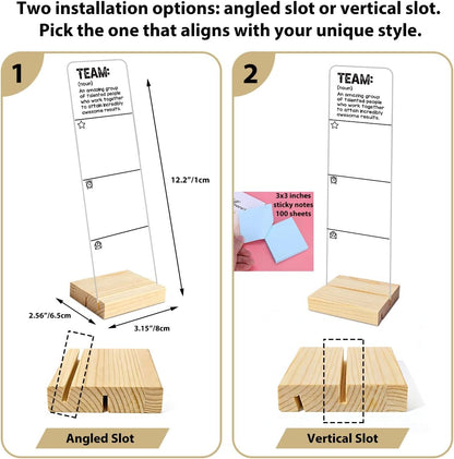 Monitor Memo Board with Removable Wooden Base Acrylic Portable Sticky Note Holder, It's Fine I'm Fine Everything is Fine Logo Office Desk Desk Set Sticky Notes 100 Sheets