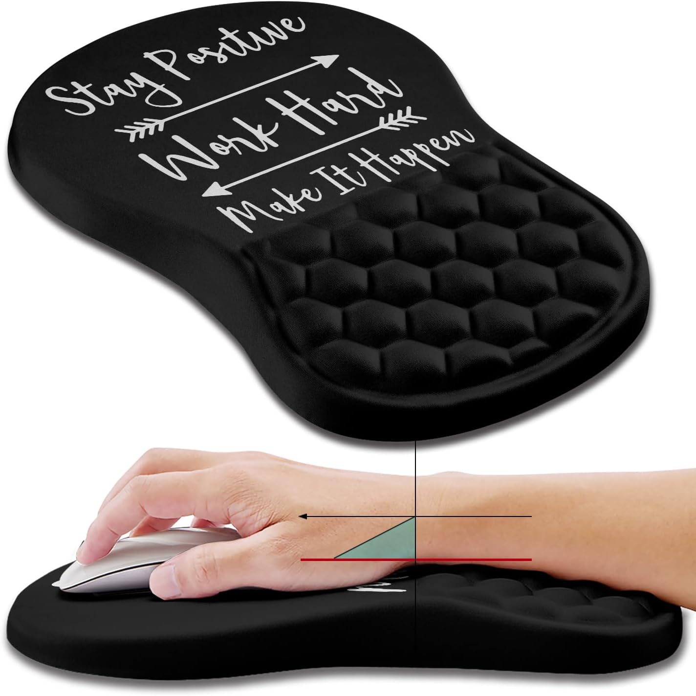 Hokafenle Ergonomic Mouse Pad Wrist Support, Wrist Rest Mousepad for Carpal Tunnel Pain Relief with Integrated Memory Foam Slope Massage Bulge (11.8x7.9 inch,Topographic Contour)