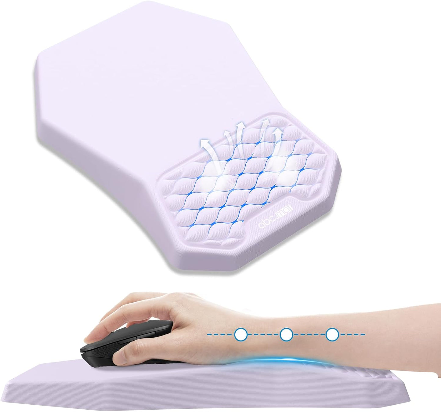 Ergonomic Mouse Pad and Keyboard Wrist Rest Support Set, Massage Design Mousepad for Carpal Tunnel Pain Relief, Memory Foam, Non-Slip PU Base for Computer Desk, Black