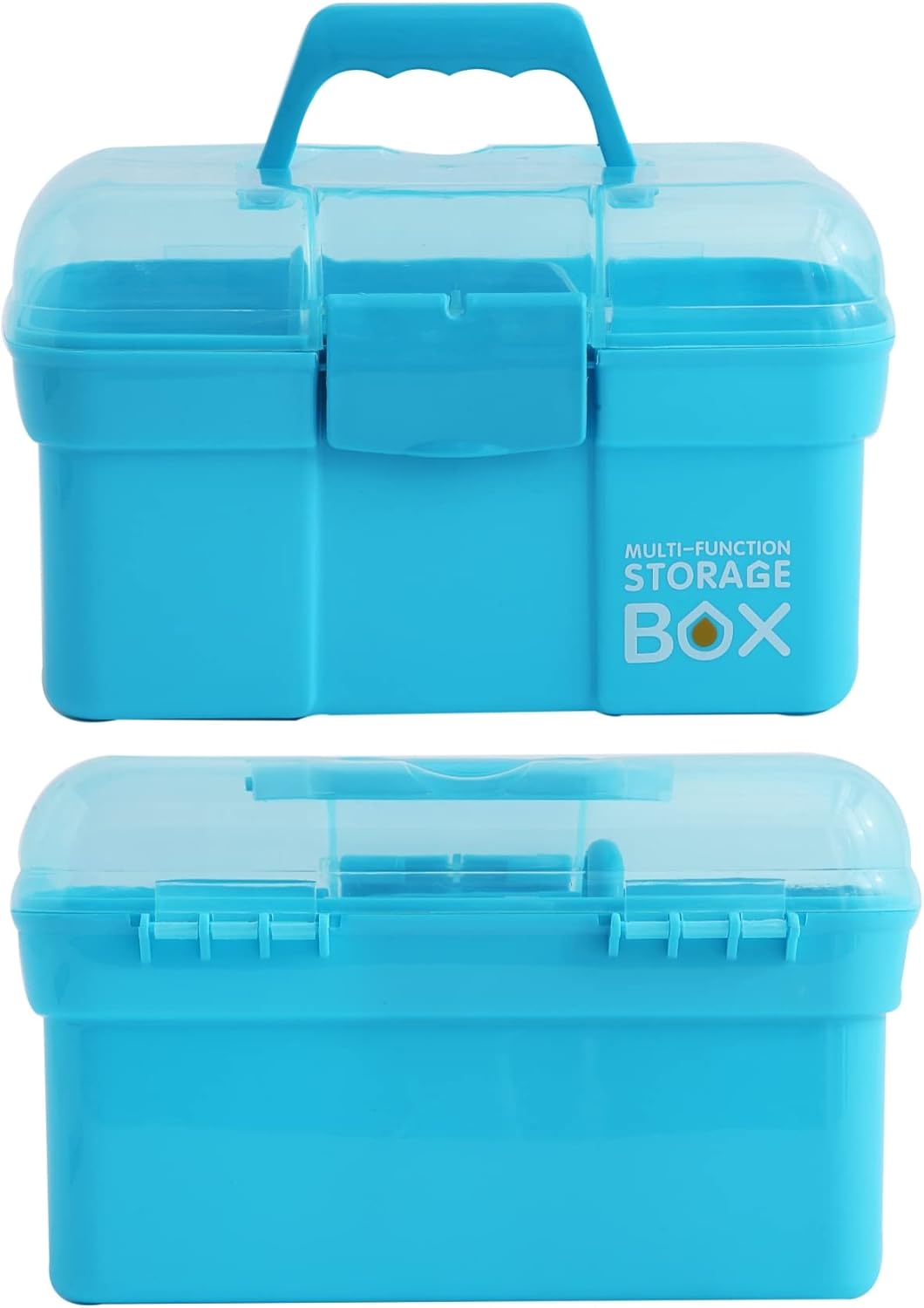 Kinsorcai 11'' Plastic Storage Box with Removable Tray, Multipurpose Organizer and Storage Case for Art Craft and Cosmetic (Green)