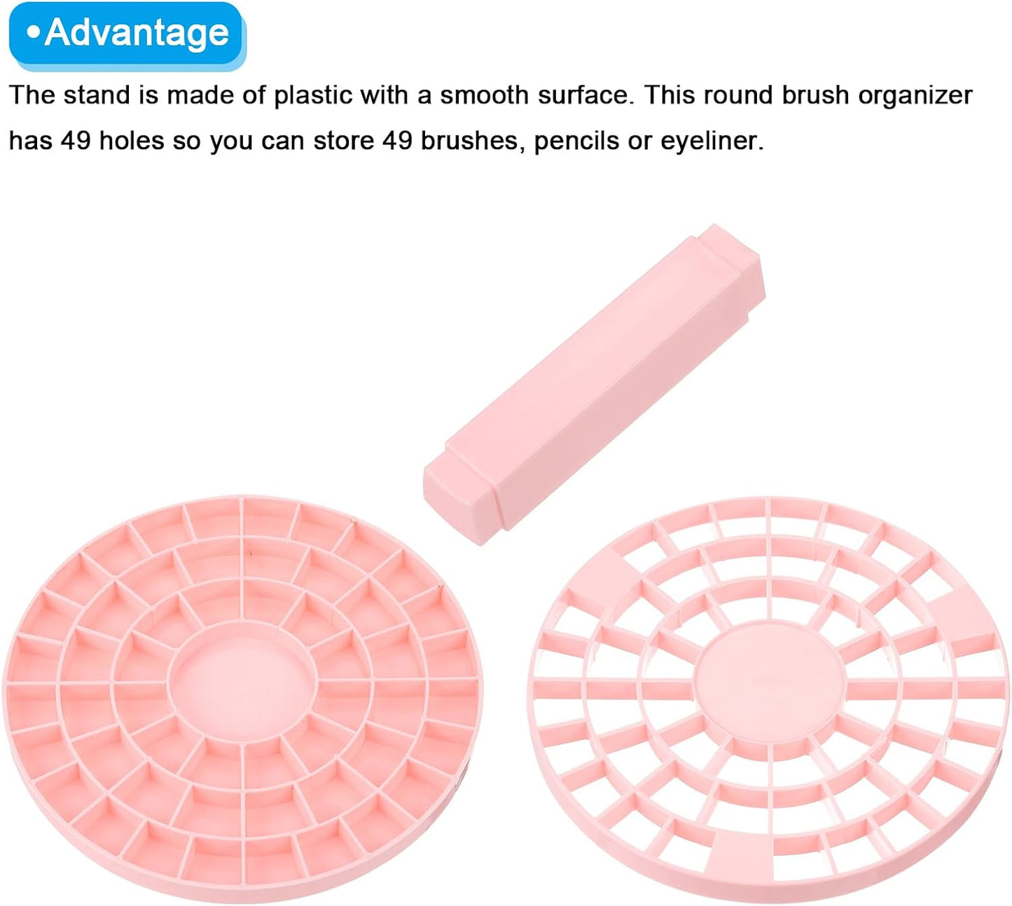 PATIKIL 1pcs White Minimalist Plastic Paint Brush Holder, 49 Holes Round Artist Desk Makeup Pencil Organizer