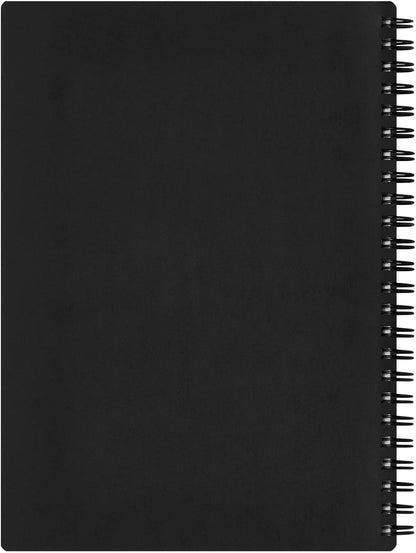 Maruman Mnemosyne Lined Notebook- Vertical A5, 5.83" x 8.27", 70 Sheets / 140 Pages, 7mm College Ruled With Center Line Journal, Perforated Pages & Wire-Bound to Lay Flat, Black, Made in Japan - Colors B