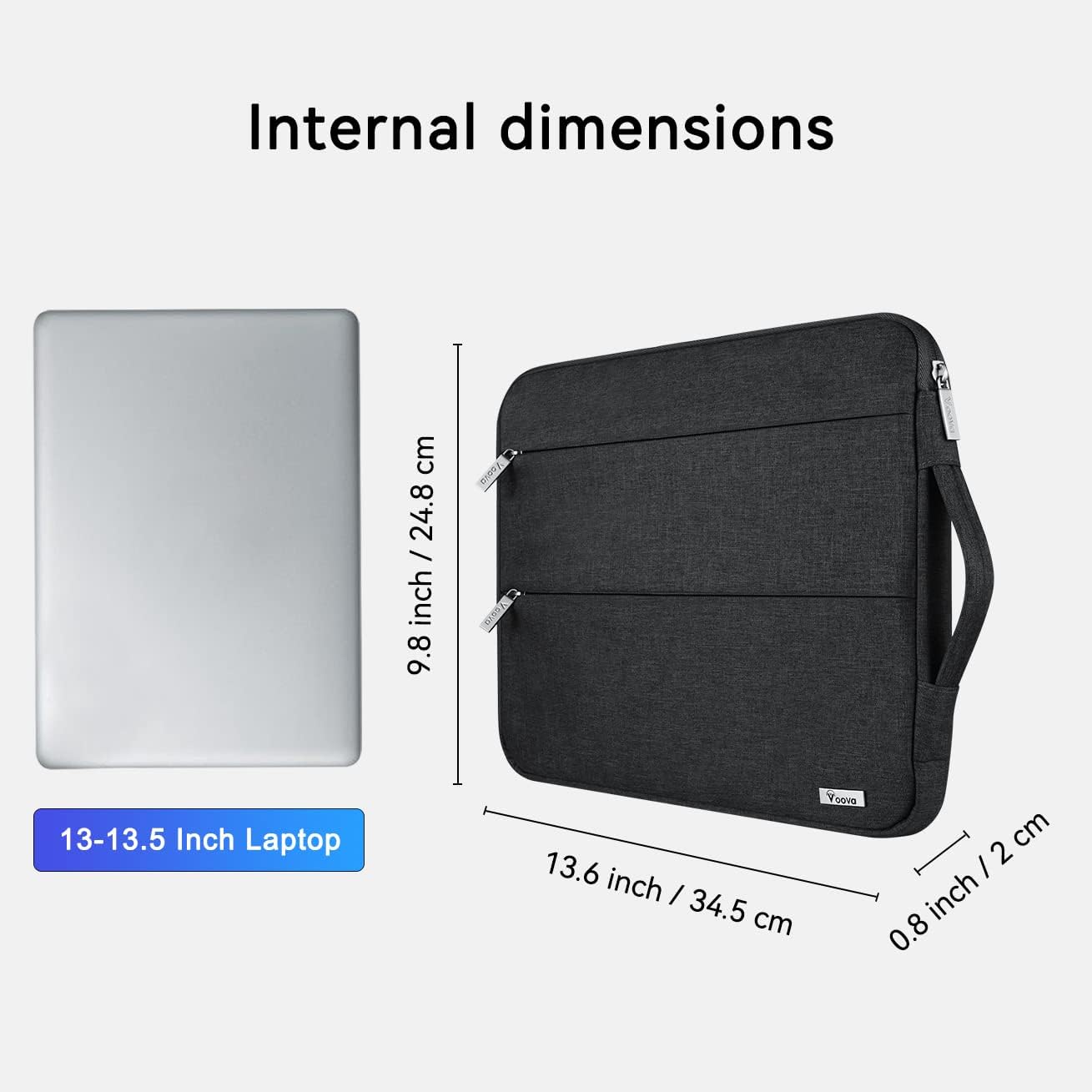 Voova 15.6 16 Inch Laptop Sleeve Case Compatible with MacBook Pro 16 M1/M2/M3/M4 Max 2019-2025, 15.6-16” Hp Lenovo Acer Asus, Waterproof Slim Computer Bag Cover with Handle, Grey