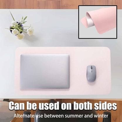 Double-Sided Keyboard Mouse Pad, 31.5"x15.7" PU Leather and Cork Desk Mat Large Overlocked-Edge Desk Pad with Matching Thread, Black