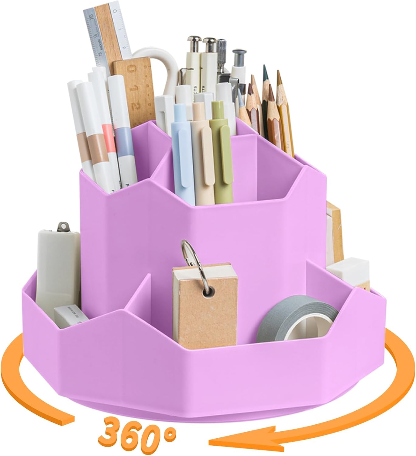 Cayxenful Pencil Pen Holder for Desk,9 Slots 360 Degree Rotating Desk Organizers,Desktop Storage Stationery Supplies Organizer, Cute Pencil Cup Pot For Office, School, Home(Black)