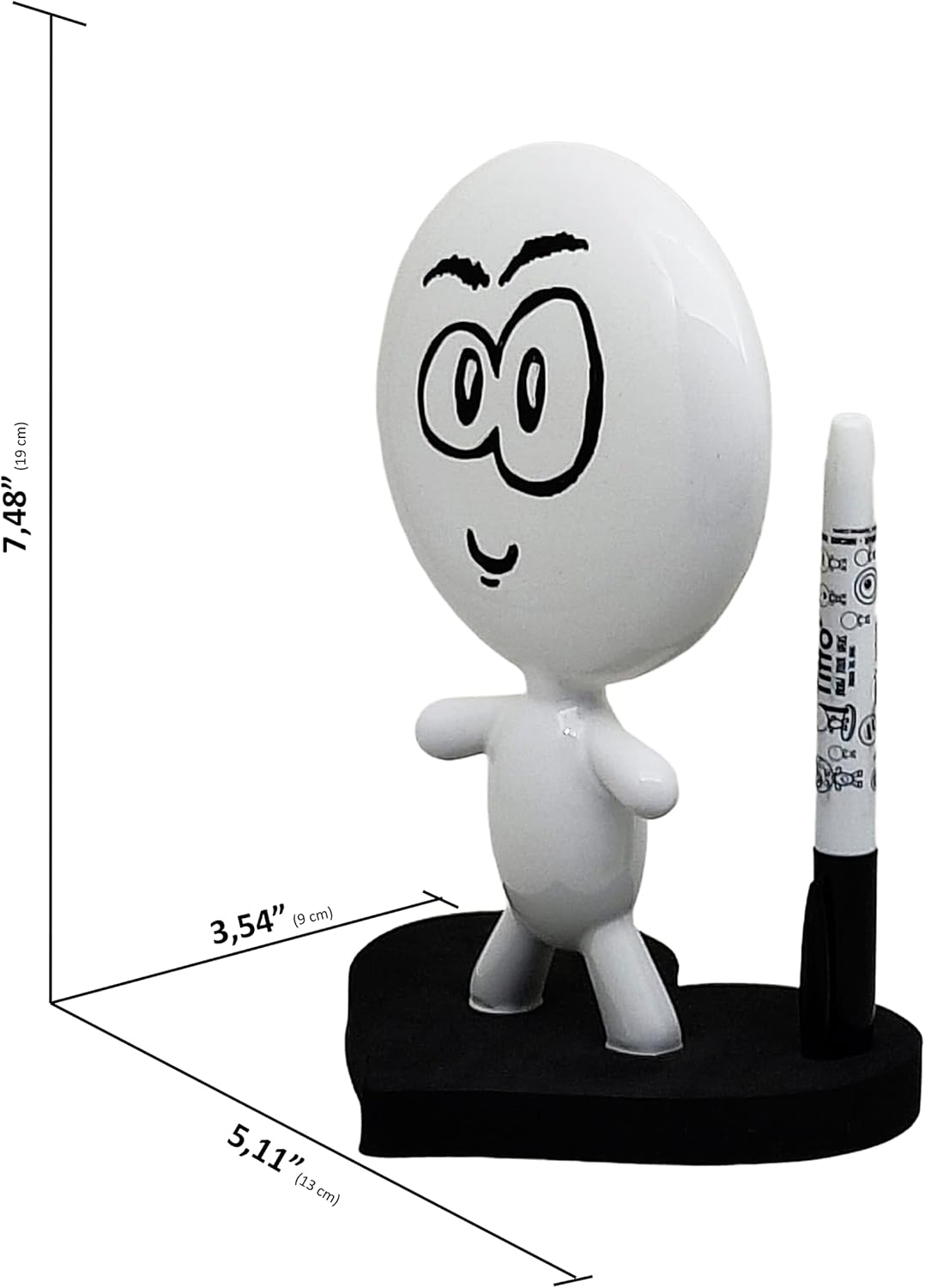 Dry Erase Board - TITTO in Love, Draw Your Ideas - Ceramic Doll - Black Office Design Desk - Coworkers Office Home Gift (Black)