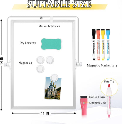 Dry Erase Magnetic White Board, 16" x 12" Double-Sided Desktop Whiteboard with Stand, Portable Small Whiteboard Set for Drawing, Office, Home