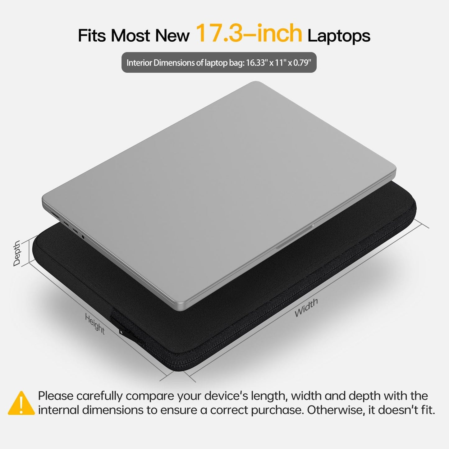 17 17.3 inch Laptop Sleeve Case for HP 17.3 inch Laptop/HP Envy 17 / Pavilion 17, Dell Inspiron 17, Lenovo Ideapad 17.3, ASUS Vivobook 17, 17-in Water-Resistant Computer Notebook Bag