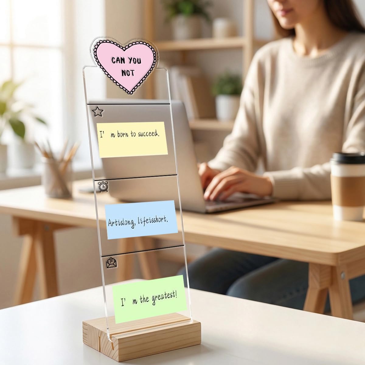 Monitor Memo Board Computer Monitor Memo Board Sticky Note Organizer Hold On Partner Im Overstimulated Sign Acrylic Desk Accessories Removable Wooden Base Set Sticky Notes 100 Sheets 11.8×3.1 inches