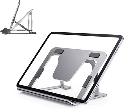 Portable Monitor Stand for Desk, Drawing Tablet Stand Ergonomic 8-Level Adjustable Height Travel Foldable Aluminum Alloy Desktop Tablet Holder for Home,Office or Travel