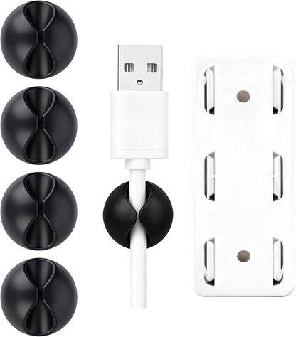 Cord Cable Organizer Clips, 4 Pack Charging Wire Cable Holder With Power Strip Holder for Desk Nightstand Phone