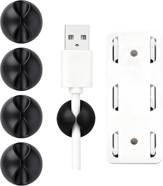Cord Cable Organizer Clips, 4 Pack Charging Wire Cable Holder With Power Strip Holder for Desk Nightstand Phone