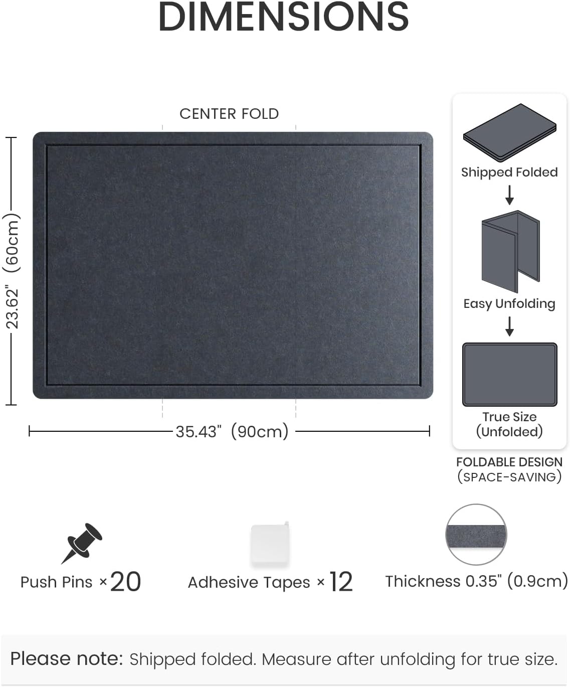 Fluxynara Bulletin Board, 23.6" x 17.5" Cork Board Alternative with 12 Safe Removable Adhesive Tabs, Foldable Felt Pin Board for Home Office, Classroom, Bedroom,Entryway for Walls—Sage