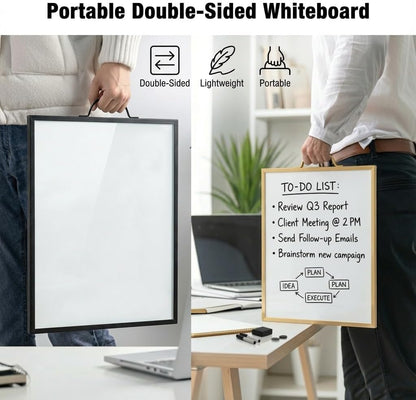 Magnetic Dry Erase Board 12x16 with Foldable Stand, Portable Gold Desktop Whiteboard for Home, Office, School & Kitchen, Includes Weekly & Monthly Magnetic Planner Sheets