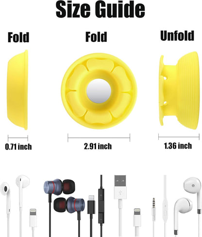 MAIRUI Wired Earbud Case Earphone Headphone Cord Organizer Earbuds Wrap Soft Silicone Magnetic Holder Storage Tangle Free Cable Winder(Red)