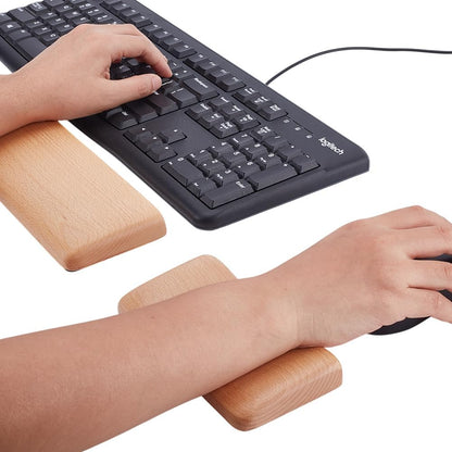 AHANDMAKER 2PCS Wood Keyboard Wrist Rest 2 Size 60 Key Wooden Wrist RestErgonomic Rest for Computer Keyboard Ergonomic Desk Pad Gaming Office Home Decor, Blanched Almond