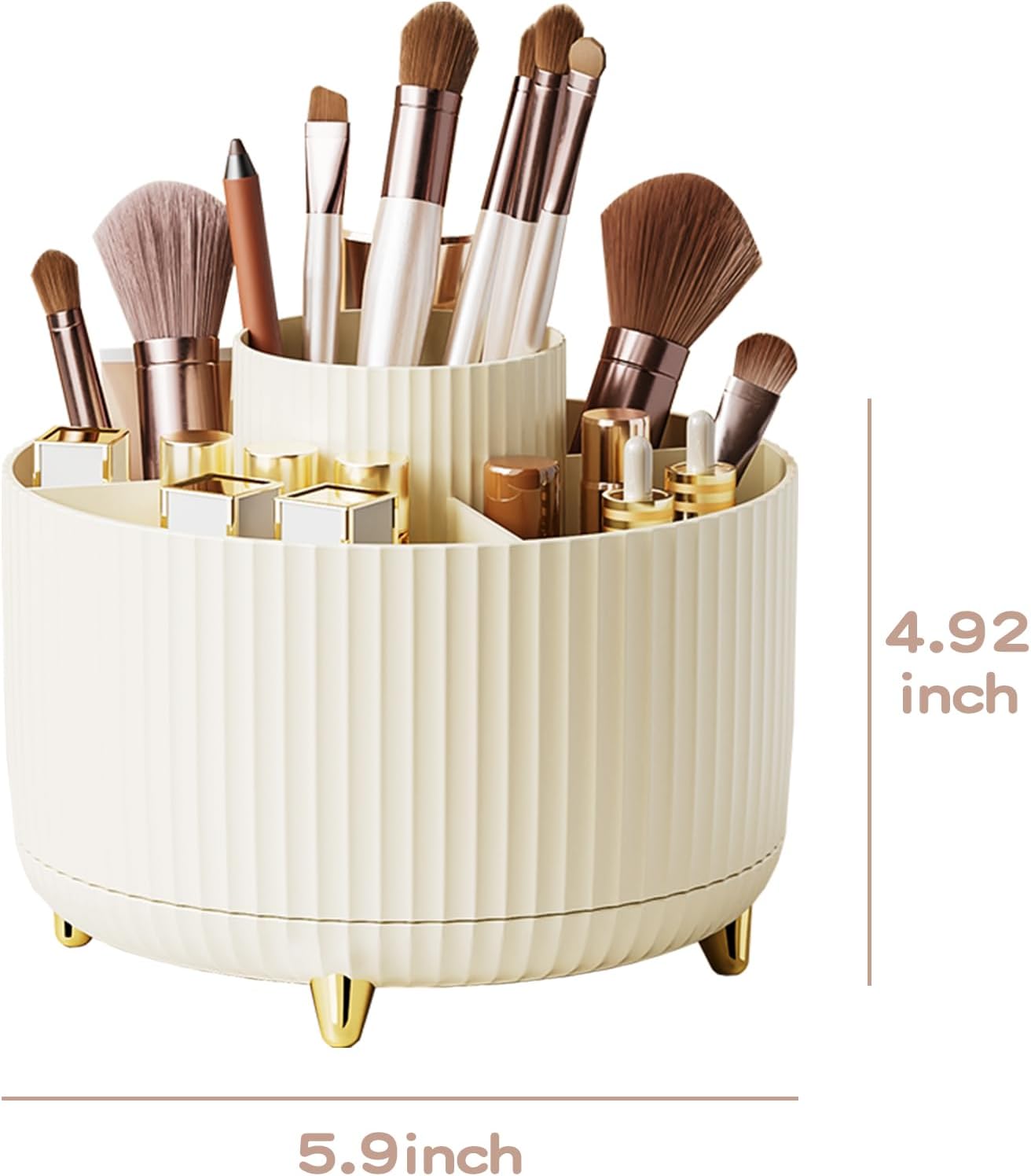 fanado 360° Rotate Makeup Brush Holder Organizer, Makeup Organizers Countertop, Makeup organization and Skincare Storage for Vanity, Desktop, Bathroom (White)