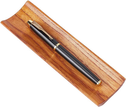 PLIGREAT Single Walnut Wood Pen Tray Wooden Desk Pencil Organizer Holder Minimalist Single Pen Rest for Office Stationery Desk Decor Retro Home Bedroom Decoration, 7.87x1.18x0.78inch