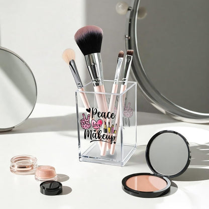 Better Late Than Ugly Acrylic Makeup Brush Organizer Holder, Self Affirmations Desk Acrylic Brushes Storage, Make Up Artist Gifts, Birthday Gifts for Her Wife Sister Friend Makeup Lovers