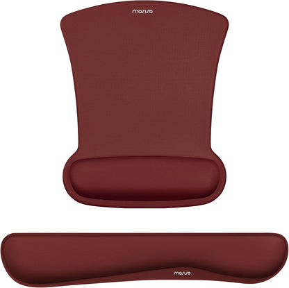 MOSISO Wrist Rest Support for Mouse Pad & Keyboard Set, Ergonomic Mousepad Non-Slip Base Home/Office Pain Relief & Easy Typing Cushion with Neoprene Cloth & Raised Memory Foam, Black