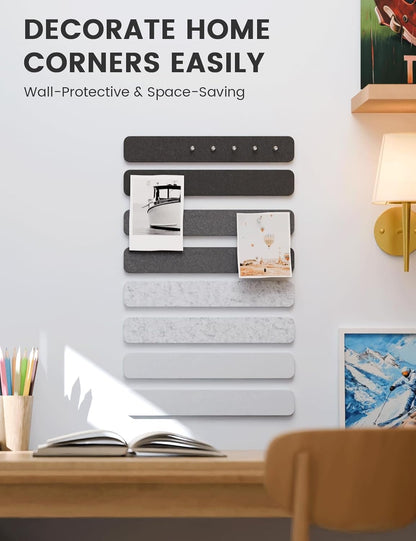 Fluxynara Cork Board Alternative Felt Strip Board 8-Pack 13"x2", Office Pin Board with 50 Push Pins, Adhesive Install for Bedroom Door & Home Office(Linen Dusk)