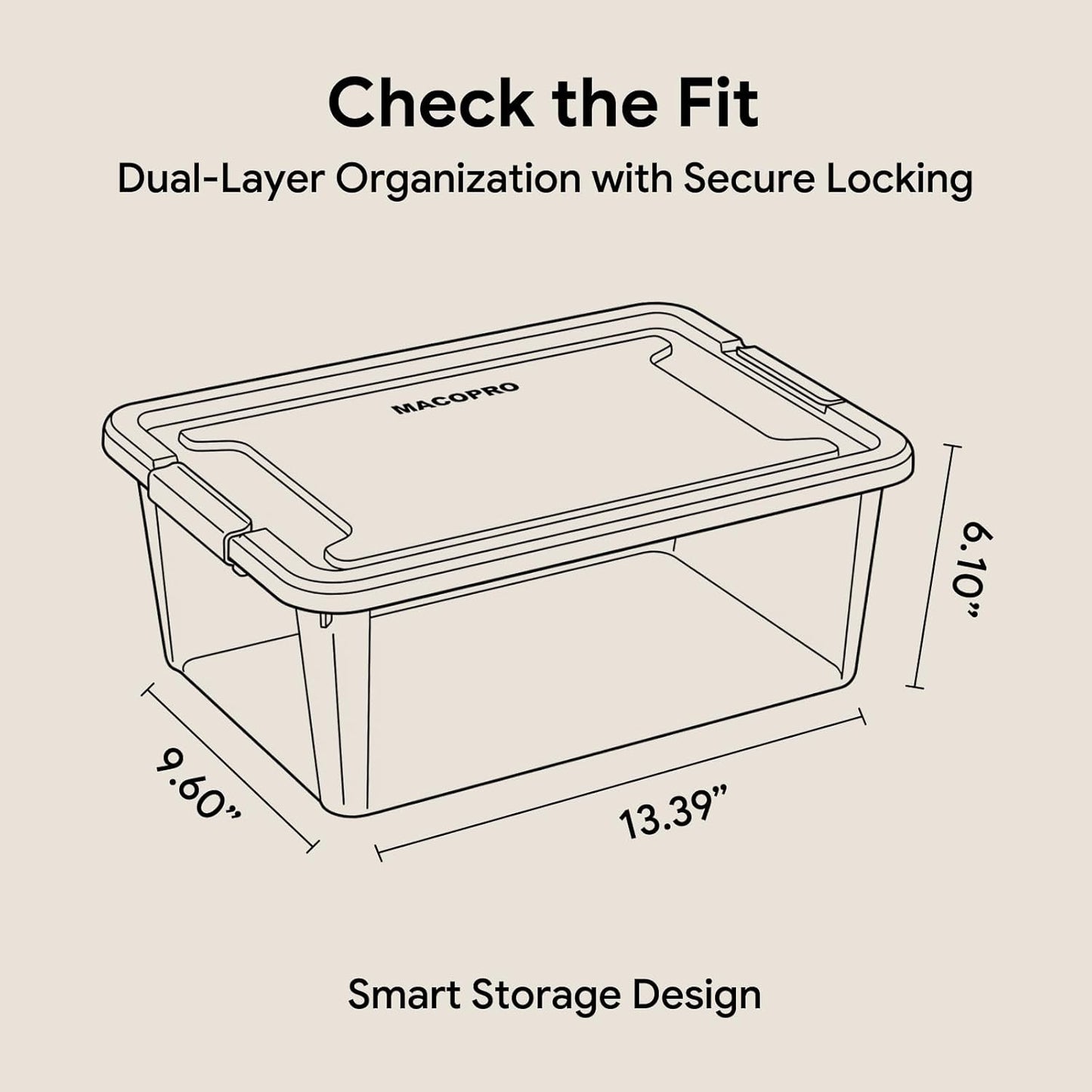 MACOPRO 17QT Craft Storage Box with 2 Removable Caddy Trays, Clear Stackable Plastic Organizer with Lid for Art Supplies, Beads, Sewing Tools, Pens & Kids Toys (White, 1Pack-2-in-1)