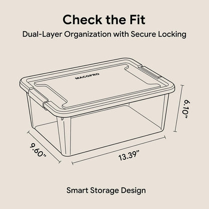 MACOPRO 17QT Craft Storage Box with 2 Removable Caddy Trays, Clear Stackable Plastic Organizer with Lid for Art Supplies, Beads, Sewing Tools, Pens & Kids Toys (White, 1Pack-2-in-1)