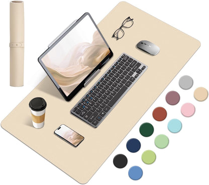 Non Slip Desk Mat, 31.5" x 15.7" PU Leather Desk Pad, Cork Desk Mat for Desktop, Desk Pad for Keyboard and Mouse, Ideal for Office and Home, Black