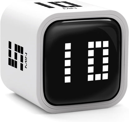 Rotating Productivity Timer 5, 25, 10, 50 Minutes Preset, Desk Cube w/Gravity Sensor for ADHD, Mute Functions, Ideal for Work, Study, Kitchen, Back to School (1, Wood Grain Finish)