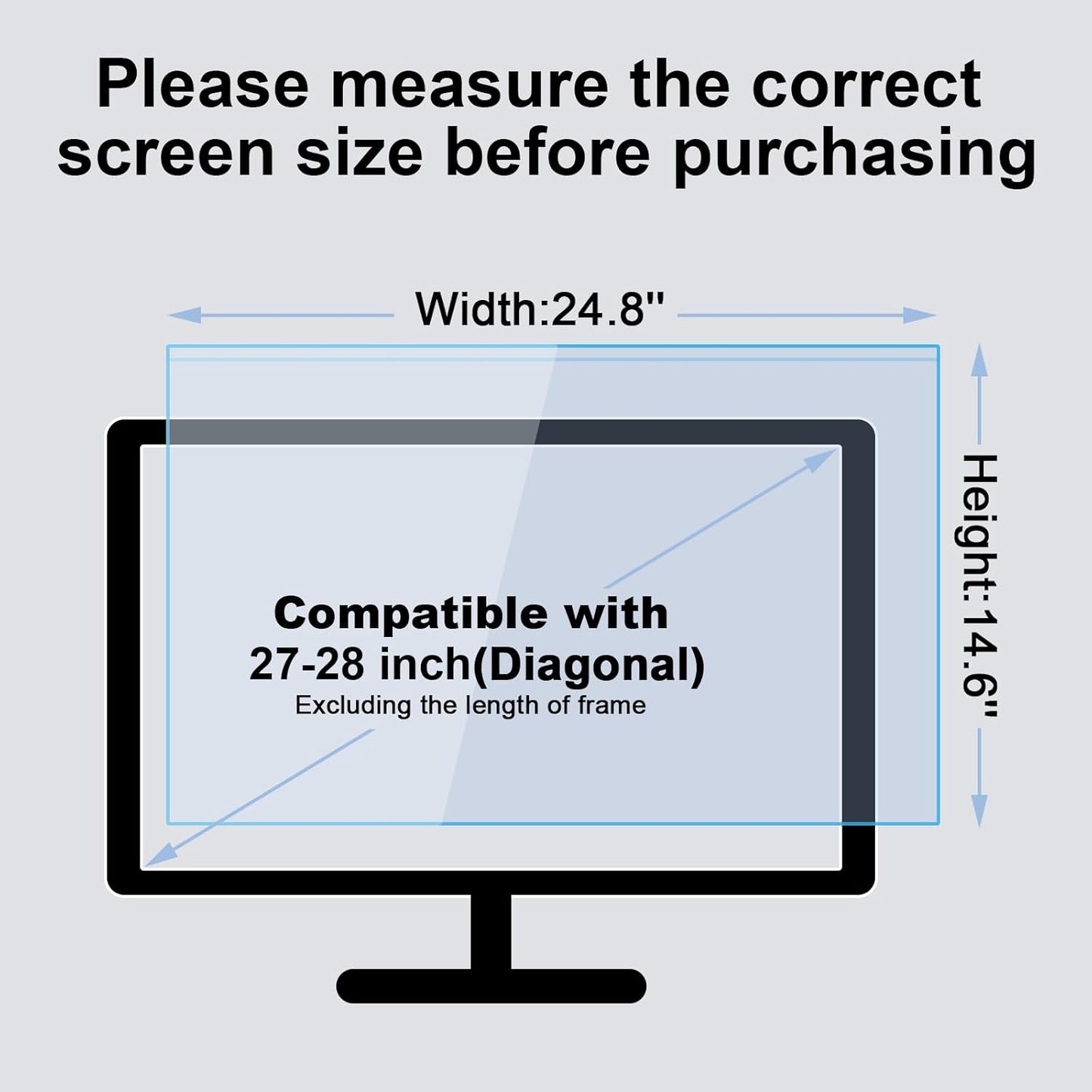 31.5-32 Inch Blue Light Filter for Computer Monitor, TV Computer Screen Blue Light Blocker Panel (28.5''x17.1''), Eye Protection Anti-Scratch HD Not Anti-Glare