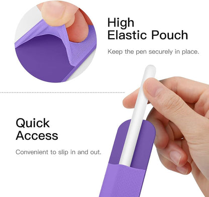 MoKo Pencil Holder Sticker Fit Apple Pencil Pro, Apple Pencil (USB-C), iPencil 1st/2nd Generation, Elastic Pencil Pocket Pouch Adhesive Sleeve Attached to iPad Case for Stylus Pens,Black