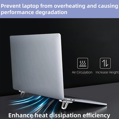 Portable Laptop Stand Zinc Alloy Anti-Slip Keyboard Riser Suitable for 10-17 Inches Laptops, Silver